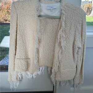 IRO Textured Cream Fringed Cardigan